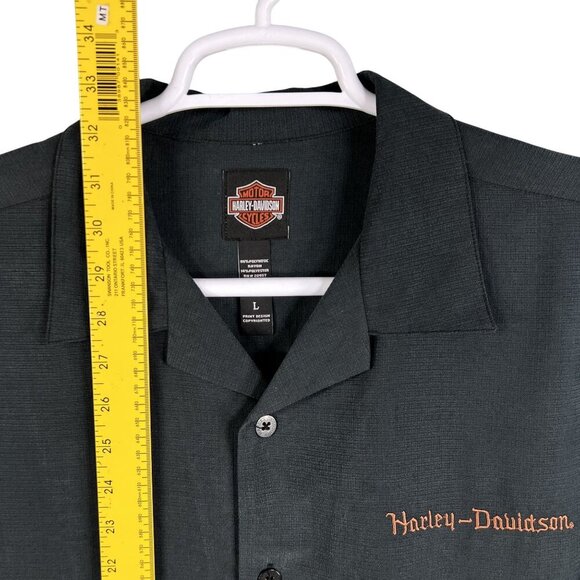 Harley-Davidson Mens L Button-Up Charcoal Shirt Embroidered Eagle & Snake Biker - Picture 10 of 15